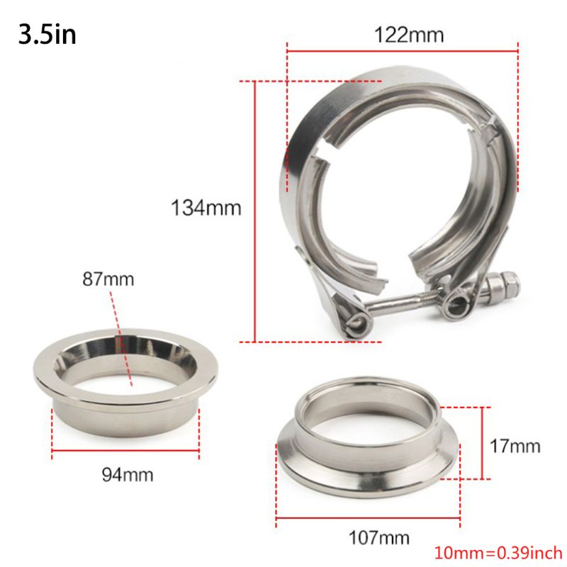 Quick Quick Release V-band Exhaust Clamp Male Female Flanges Kit Stainless Steel Universal V band Clamp 1.5 2" 2.5" 3.25" 3.5"