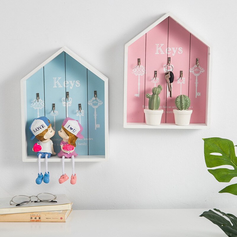 Cajas de madera de estilo nórdico para colgar llaves en la pared artículos diversos estante para organización de la sala de estar decoración de la pared del hogar