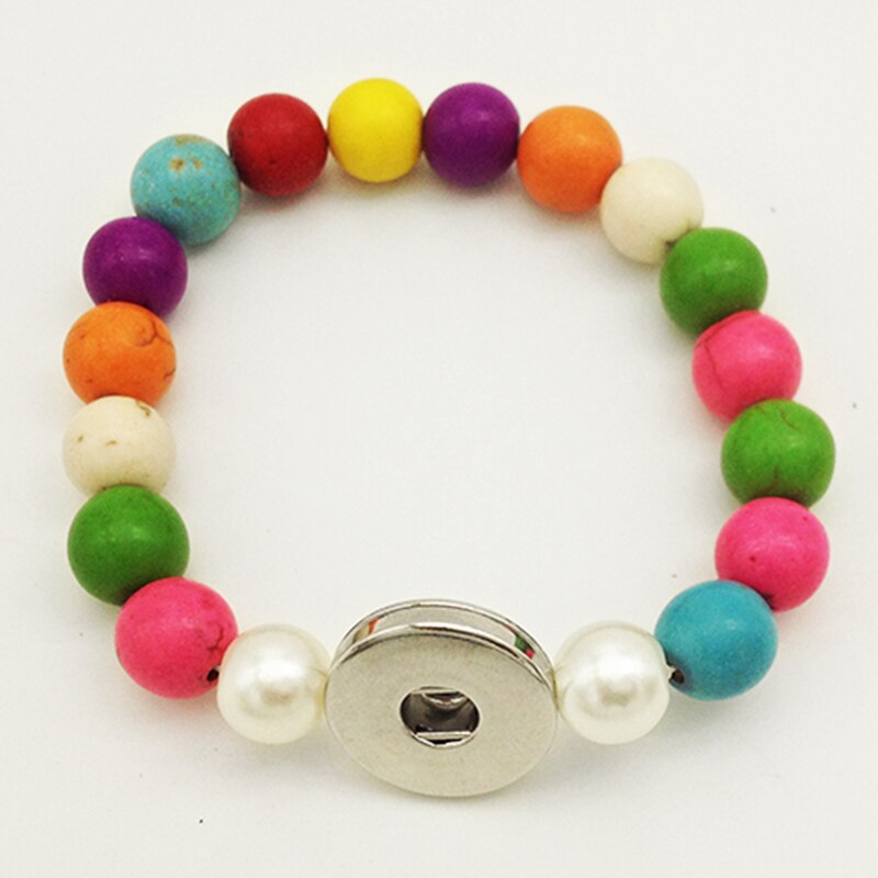 Sterling Jewelry One Direction Jewelry Color Stone Handmade Adjustable Snap Button Bracelet Ba1330 (fit 18mm 20mm Snap)