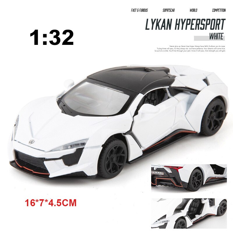 1:24 1:32 Lykan Hypersport In Lega Modello di Auto Giocattoli Pressofusi E Veicoli Auto giocattolo In Metallo Collezione Del Capretto Giocattoli Per Bambini Regali Veloce-Fast And Furious: 1 32 White