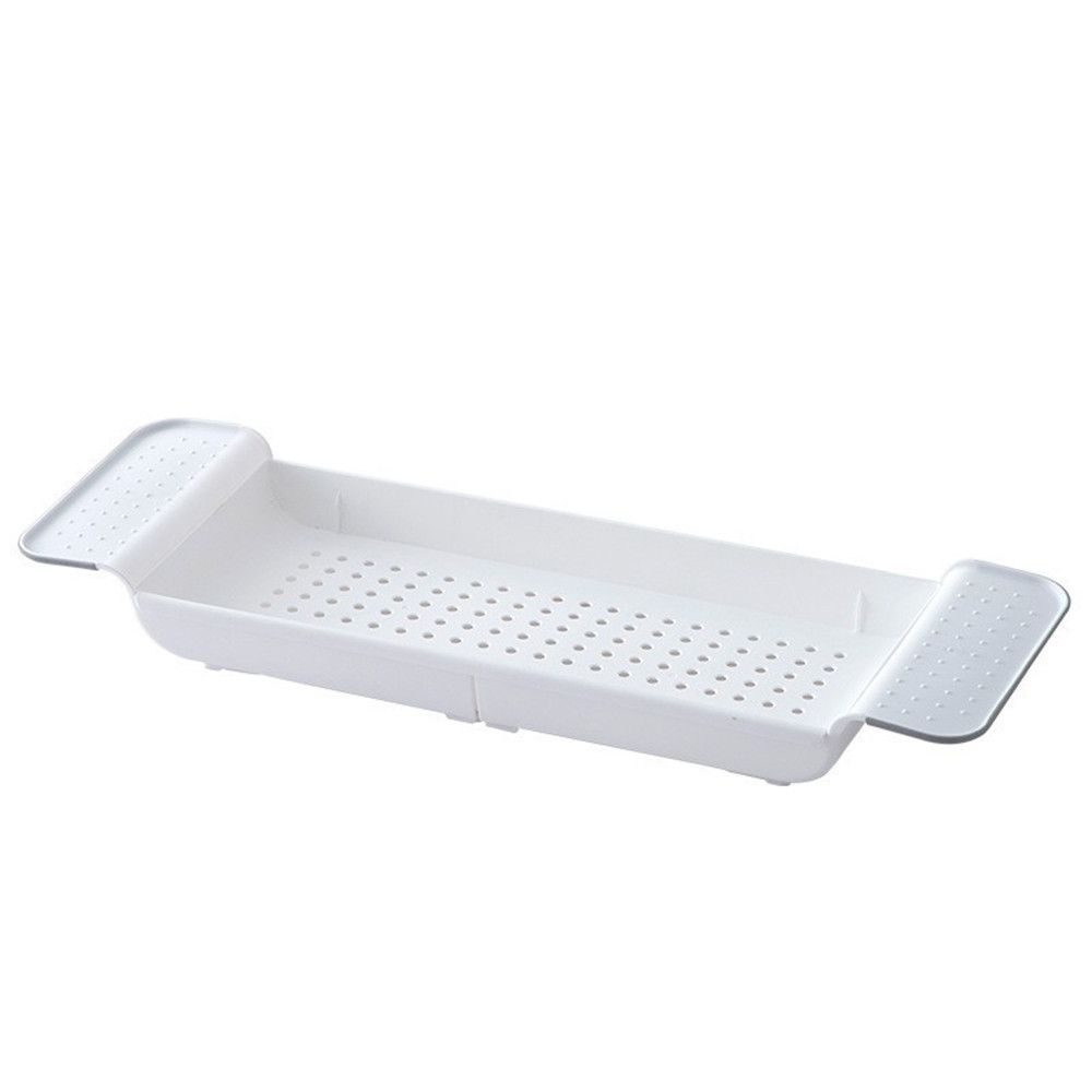 Organizer Bathroom Organizer Retractable Shelf Bathtub Storage Rack Bathtub Tray Bathroom Drain Rack Bathtub Shelf: white