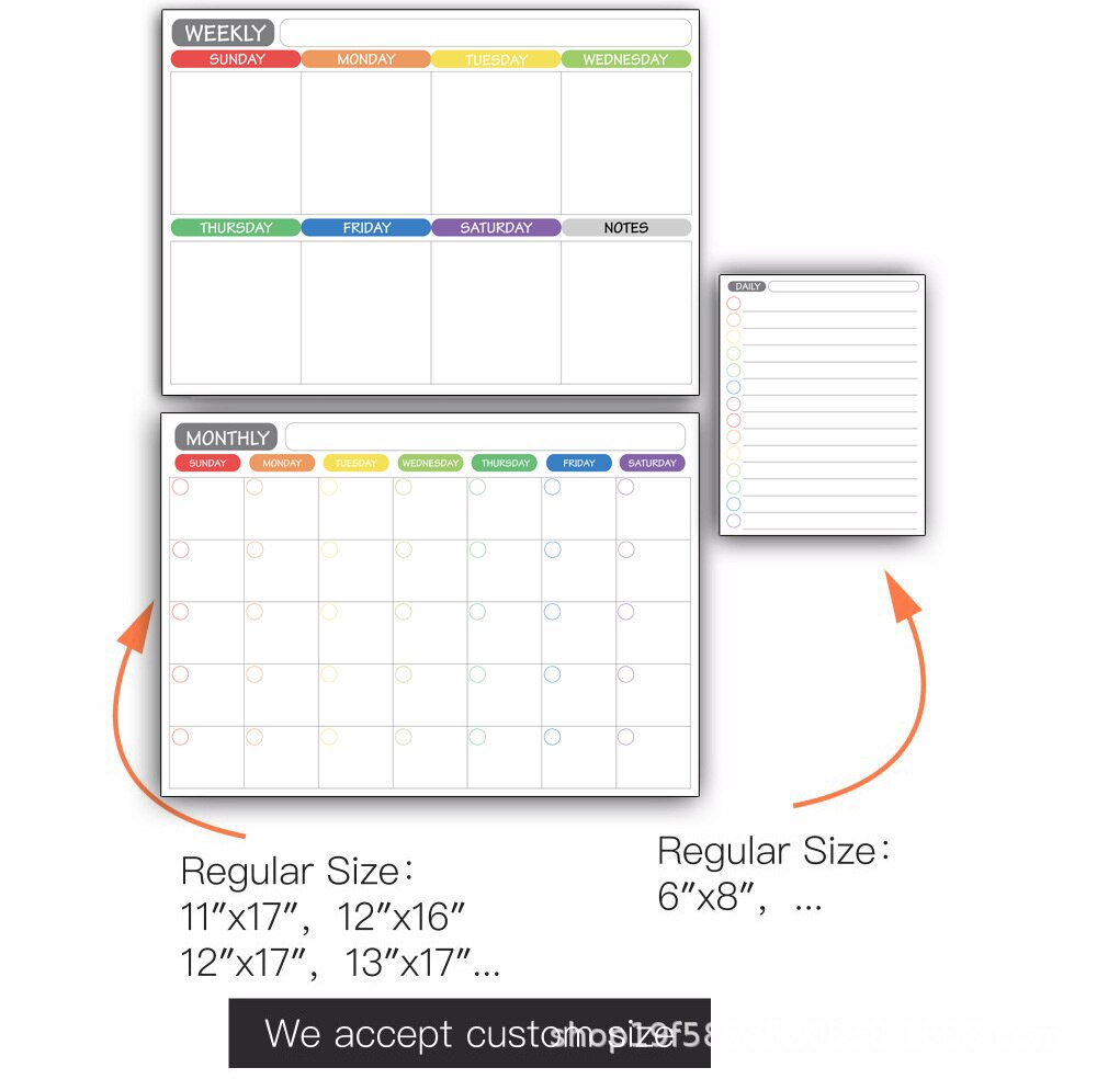 Whiteboard Size Monthly And Weekly Schedule Dry Wipe Magnetic Refrigerator Calendar Message Post Whiteboard Fridge Magnet