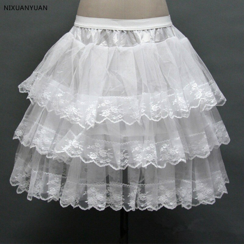 Short Petticoat with Lace Edge for Prom Wedding Dress Women A Line Underskirt Bridal Crinoline Jupon Petticoat