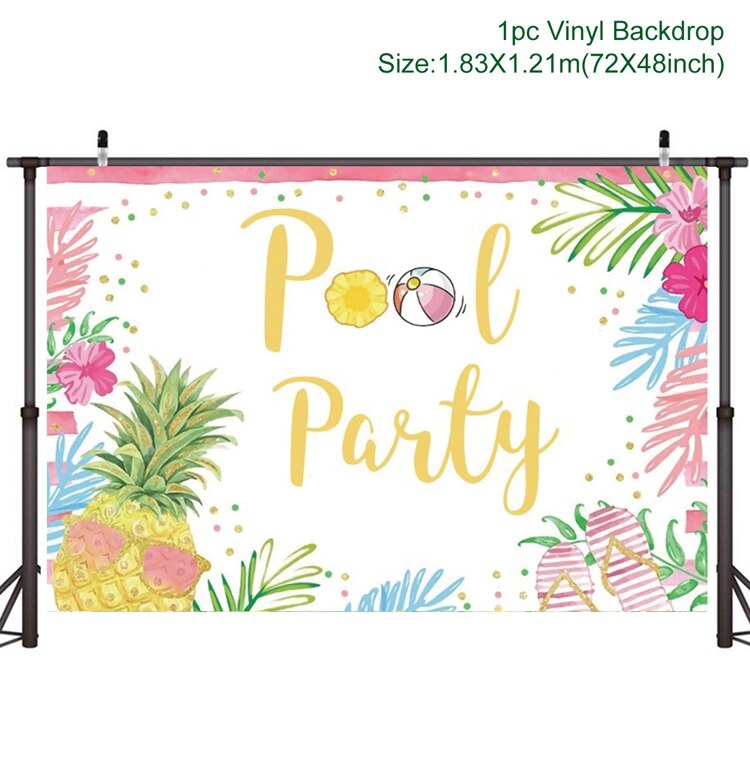 Aloha Birthday Party Backdrop Hawaii Tropical Flamingo Party Decor Summer Birthday Party Decor Kids Luau Aloha Party Supplies: Backdrop 5