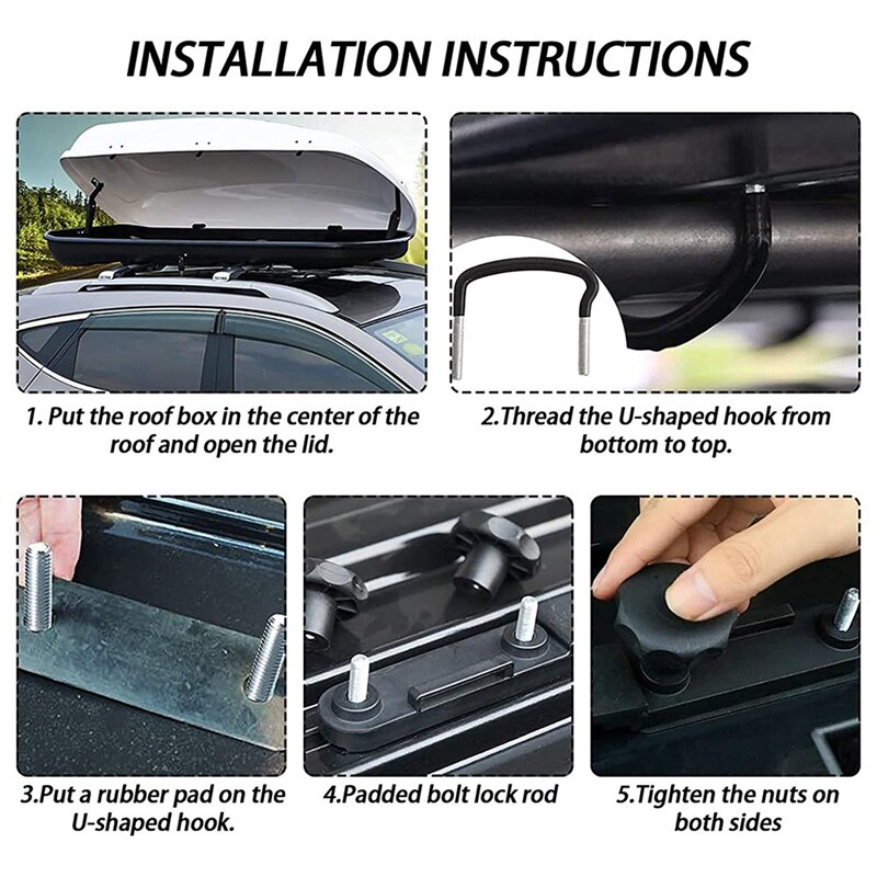 Accesorios para equipaje de techo de coche, Kit de accesorios de montaje de furgoneta, caja de techo, Kit de accesorios de montaje, 4 piezas