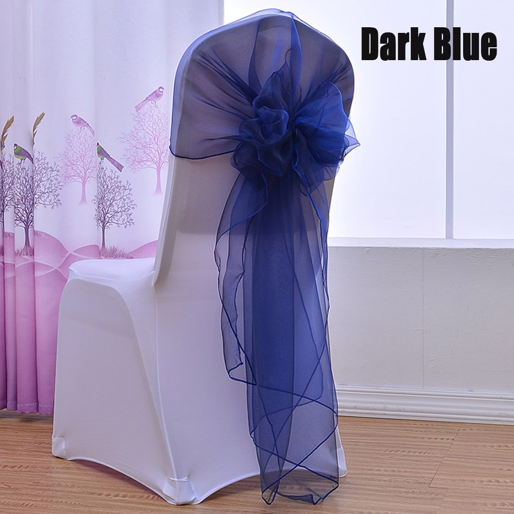 25 stuks/partij 60 x 275cm rood roze wit 16 kleuren organza stof strik stoel sjerp voor bruiloft feest evenement banket decoratie