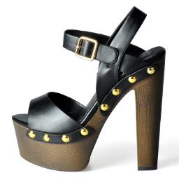 Lyserøde palmer kvinder sandaler kilesko til kvinder høje hæle peep toe ankelrem platformssandaler med nitte zapatos mujer: Sort / 6