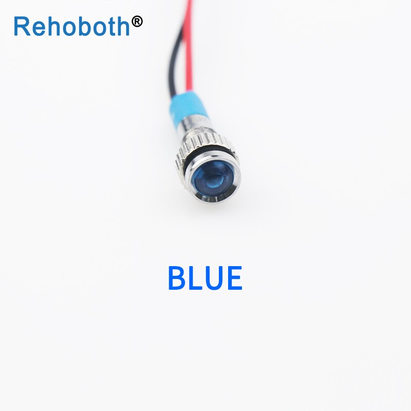 LED Metall dot signal licht mit draht 6mm 220V wasserdicht Signal lampe rot gelb blau grün weiß Anzeige licht: Blue-220V