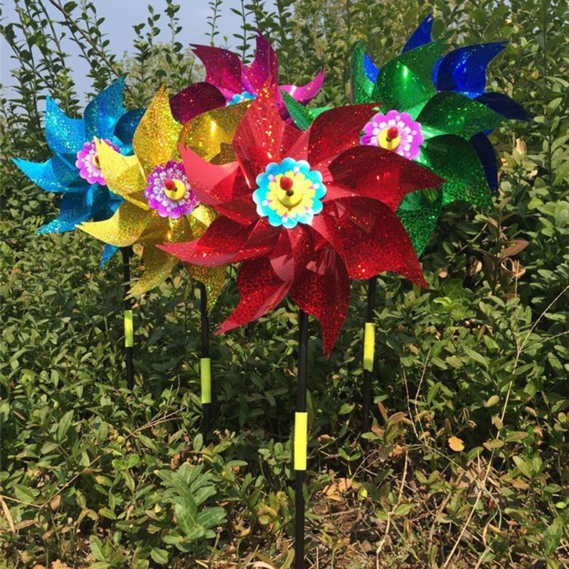 Wind Spinner Kids Kinderen Tuin Decoratie Rotatie Glitter Sequin Windmolens Glow Kleurrijke Speelgoed Outdoor Thuis Ornamenten