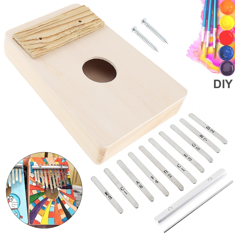 10 Key Kalimba DIY Kit Beech Wood Thumb Piano Mbira for Handwork Painting Parents-child Campaign Keyboard Instruments: 2