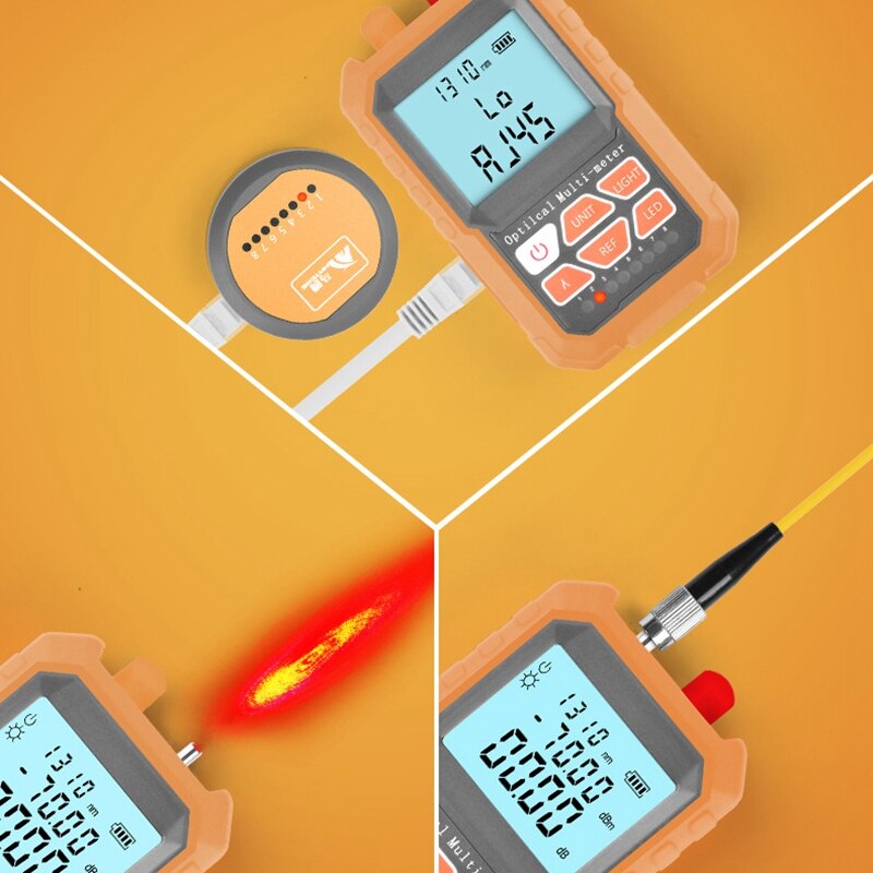 Handheld Led Lighting All In One Ftth 15Km Fiber Optical Power Meter Rechargeable Red Light Pen Fiber Optic Light Decay Te
