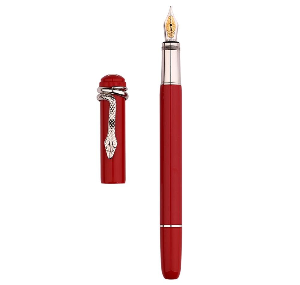 Moonman Master F9 Metal Fountain Pen Snake / Spider Piston Ink Pen F Nib 0.5mm Original Box: Red -Snake