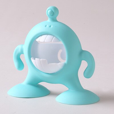 Cartoon Bathroom Wall Mount Toothbrush Holder Silicone Toothbrush Suction Holder Rack Bracket Container Train Baby Brush Teeth: Sky Blue