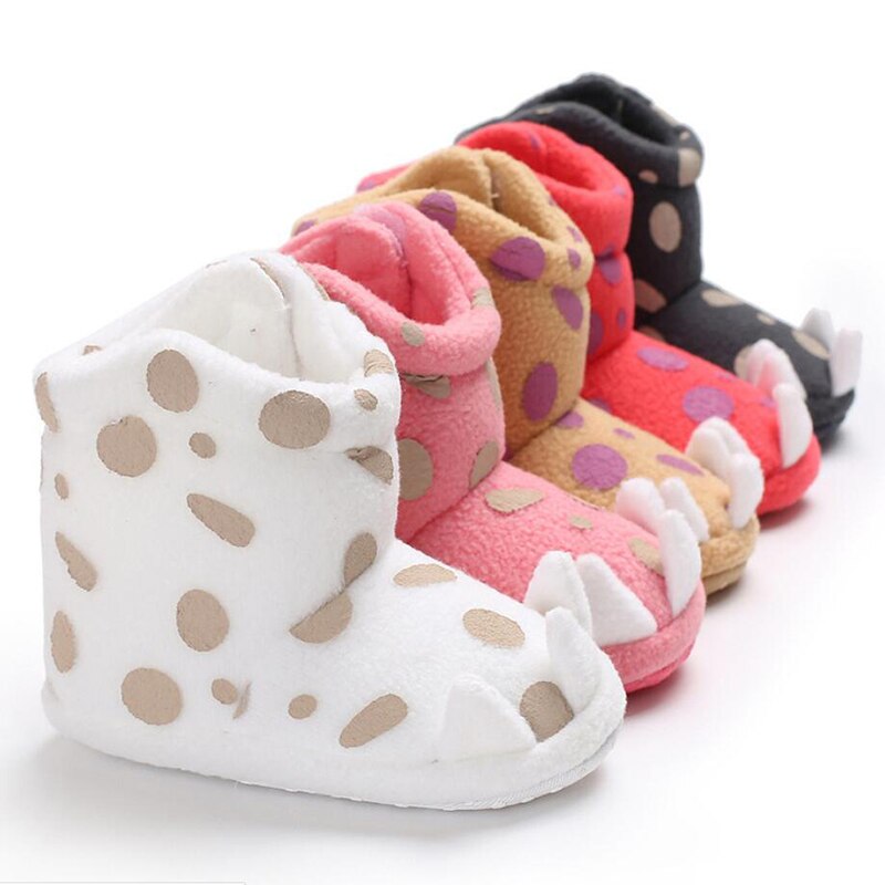 Nette Dot Tier Pfoten Krallen Baby Stiefel Weiche Korallen Fleece Warme Baby Mädchen Schuhe Infant Schuhe Anti-slip Kleinkind mädchen Schnee Booties