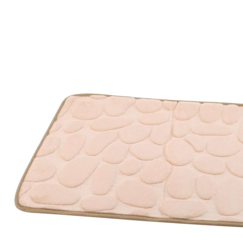 Cobblestone Embossed Carpet Bedroom Mat Stone Pattern 3d Door Mat Kitchen Bathroom Water Absorption Anti-Slip Mat: beige