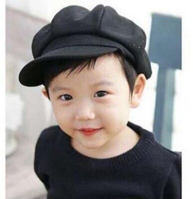 Enfant bébé béret chapeau pour garçons filles enfants gavroche Casquette plate Casquette printemps automne solide rouge noir gris 2-6Y