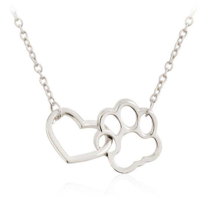 Zilver Kleur Leuke Dierlijke Voetafdrukken Hond Kat Voetafdrukken Poot Kettingen Vogel Hand Hangers Vrouwen Rvs Sieraden