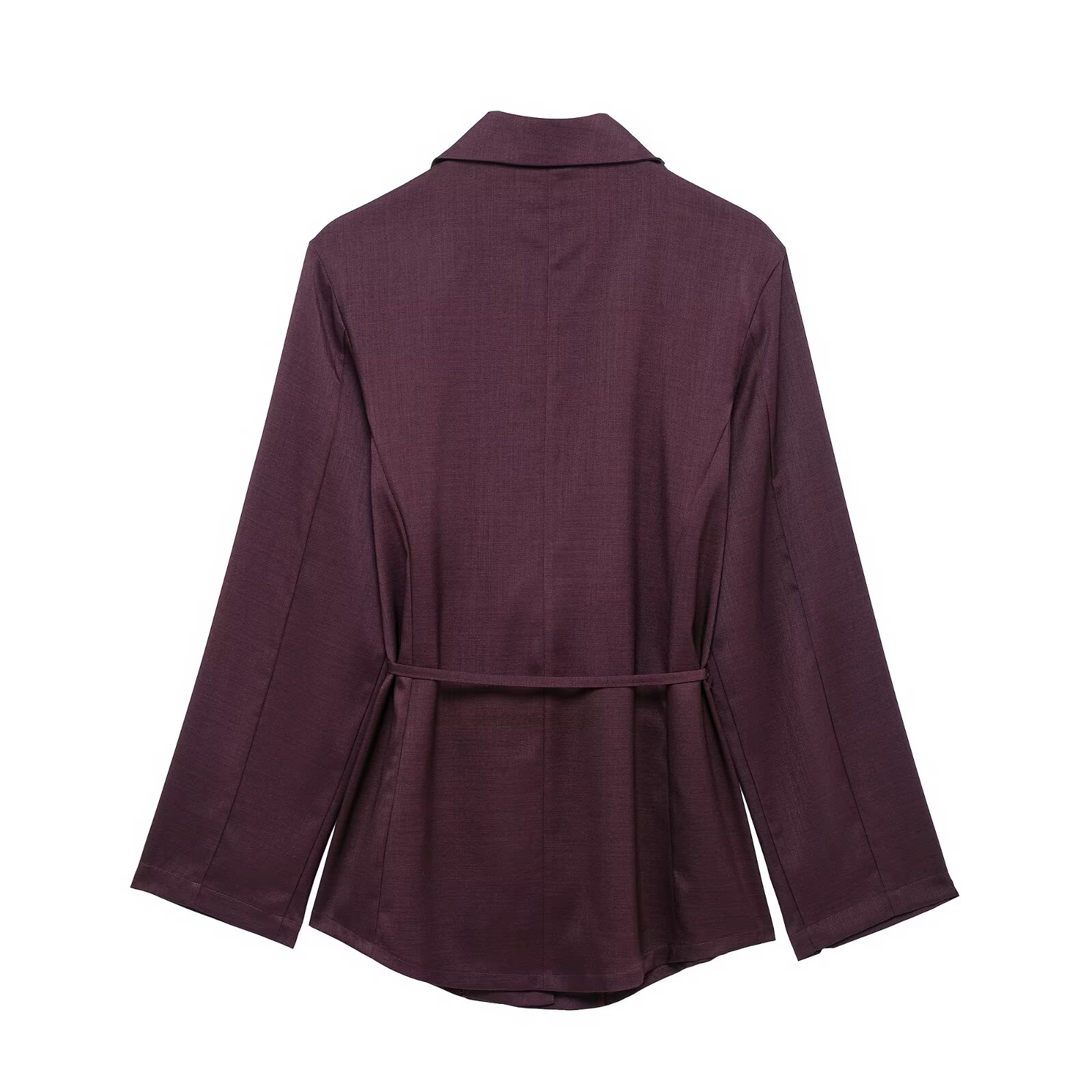 DUOPERI Damesmode met riem Effen blouse met enkele rij knopen Vintage gekerfde hals Lange mouwen Vrouwelijke chique damesoverhemden