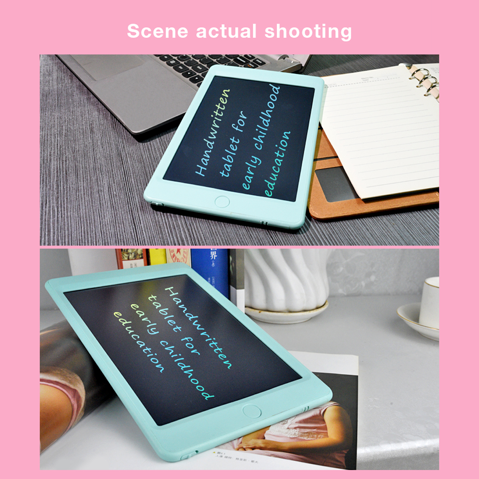 Tablette LCD pour écriture et dessin, 10.5 pouces, tableau coloré avec stylet magnétique pour apprentissage éducatif au bureau