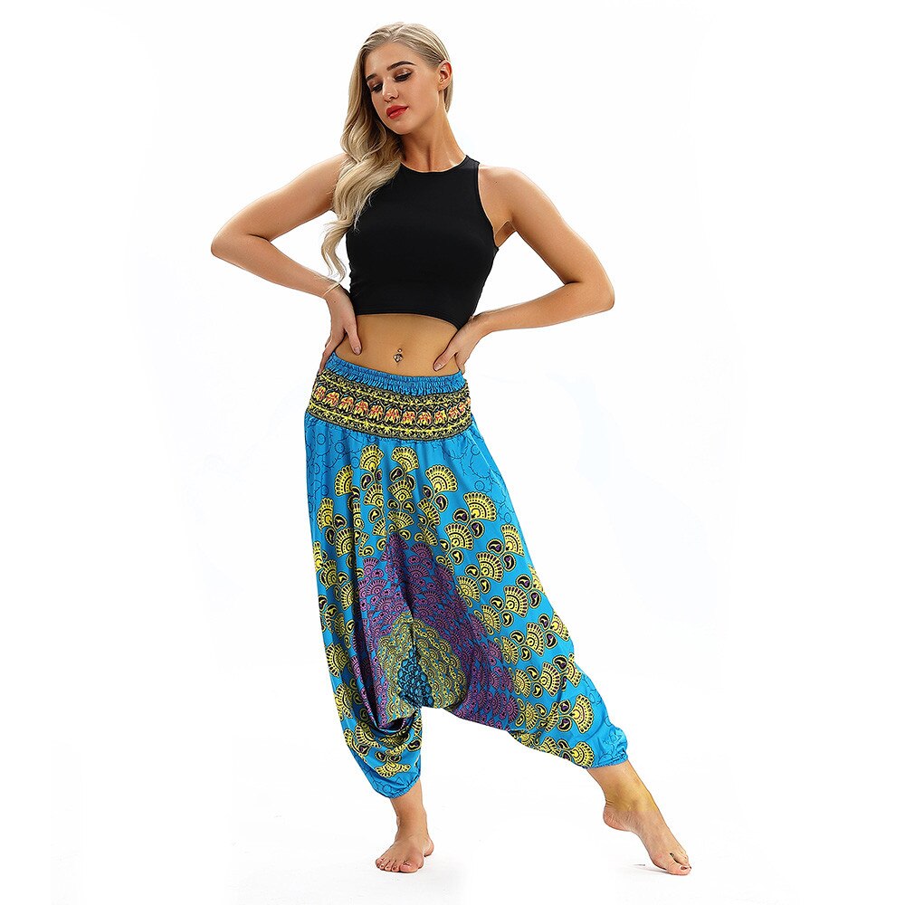 Vrouwen Broek Zomer Casual Gedrukt Bohemian Losse Broek Baggy Boho Jumpsuit Been Broek Print Brede Lounge Broek Harembroek #40