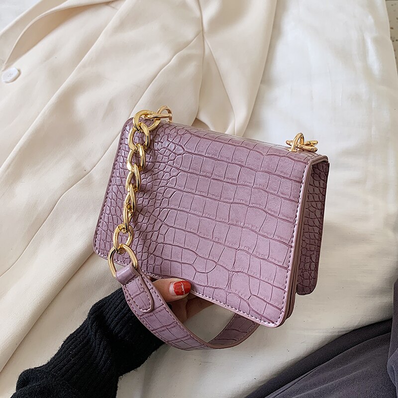 Krokodillemønster pu lær crossbody vesker for kvinner kjede kvinnelige skulder vesker mini vesker reise cross body bag