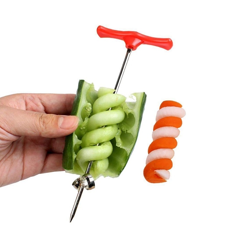 1 pc Groenten Spiraal Mes Carving Tool Aardappel Wortel Komkommer Salade Chopper Handleiding Spiraal Schroef Slicer voor Keuken Gadgets