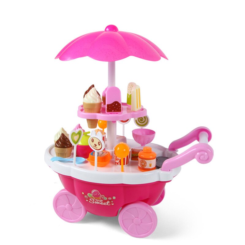 Simulatie Kleine Karren Meisje Mini Candy Winkelwagen Ijs Winkel Supermarkt kinderen Speelgoed Spelen Huis Baby Speelgoed: Roze