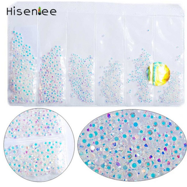 Super Glitter Steentjes 14 Kleuren ss3-ss10 Niet HotFix Plaksteen Glas Nail Art Rhinestones Nail Plakboek Decoraties