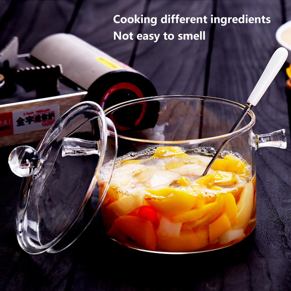 Olla de vidrio transparente para sopa, tazón de vidrio con tapa, hechos a mano utensilios de cocina, artículos de cocina para el hogar, utensilios de cocina