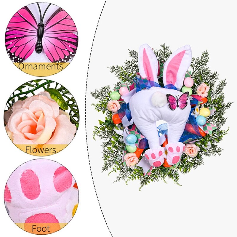 Easter Decoration Bunny Garland Easter Rabbit Wreath Front Door Decorations Craft Supplies Cartoon Bunny Shaped Ornament