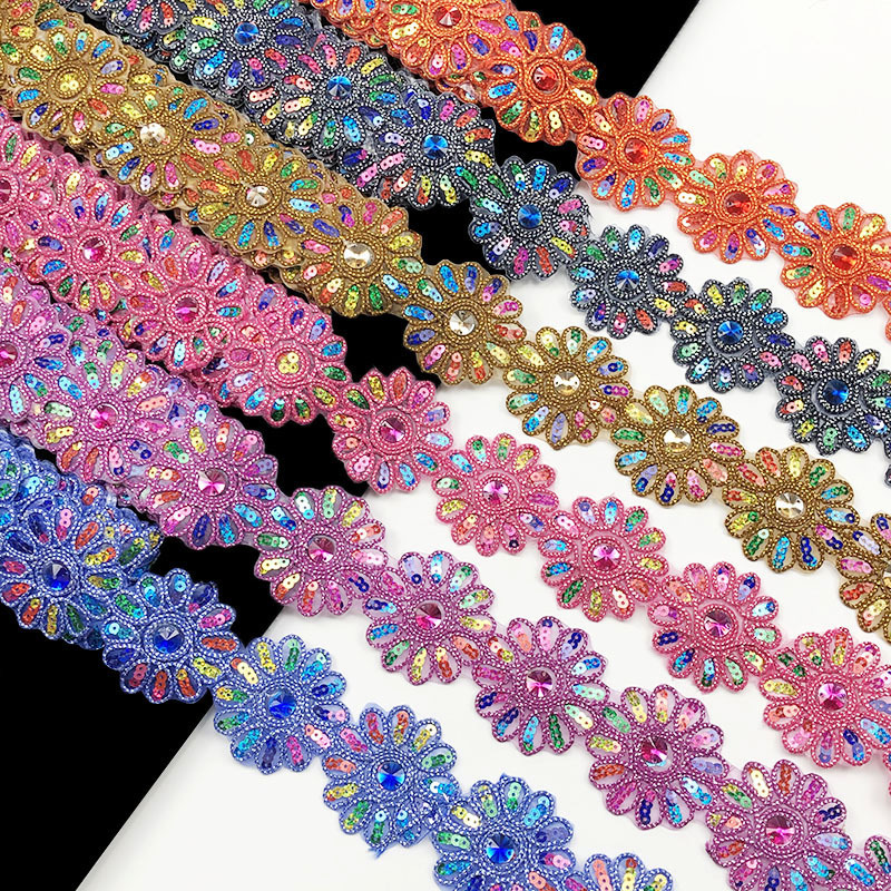 4.5Yards Lovertjes Bloem Kant Lint Gordijn Versieringen Gordijn accessoires Kant Trim Decoratie Kleine kant 6cm breed