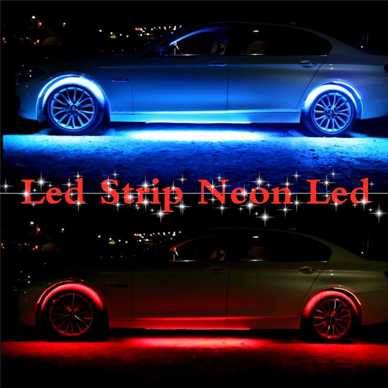 4X8 Kleuren Bright Auto Led Strip Auto Bodem Lichten Underglow Underbody System Neon Light Kit Muziek Actieve Geluid decoratie