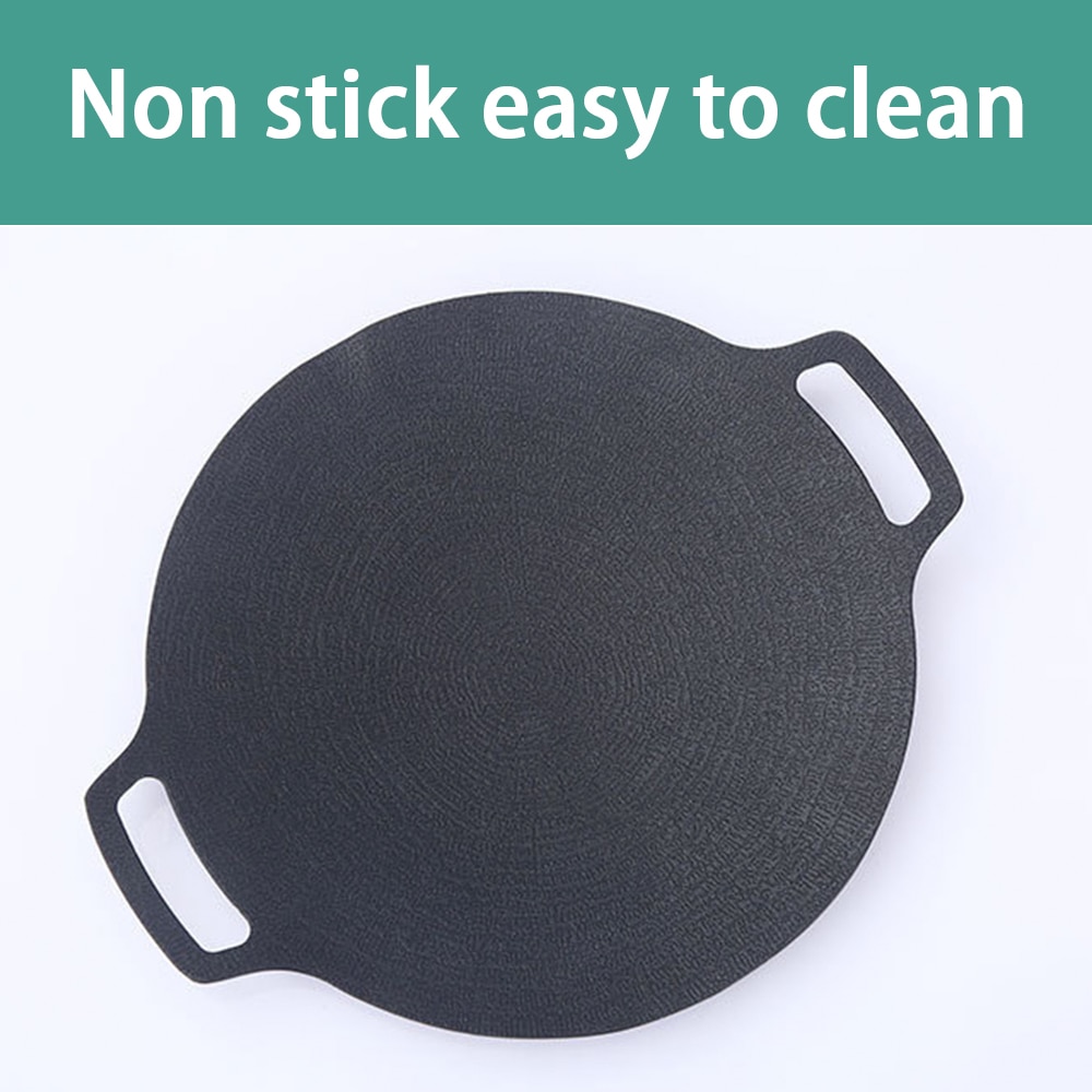 29/36cm Thick Cast Iron Frying Pan Flat Pancake Griddle Uncoated Non-stick Bbq Grill Induction Cooker Open Flame Cooking Pot