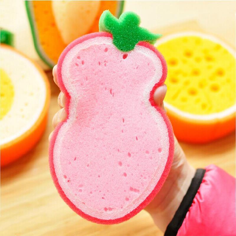 Attractive thicken fruit shape sponge scouring pad magic sponge washing dishes oil resistance thickened magic scouring