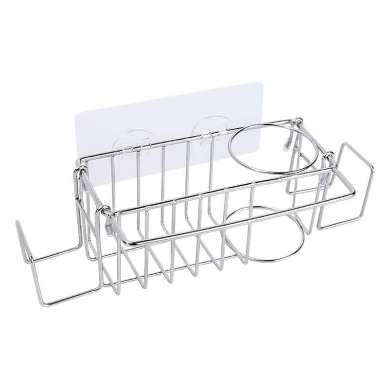 Q81C Rvs Vaatdoek Rack Gootsteen Spons Houder Dual-Purpose Opslag Plank: Binaural strap rod