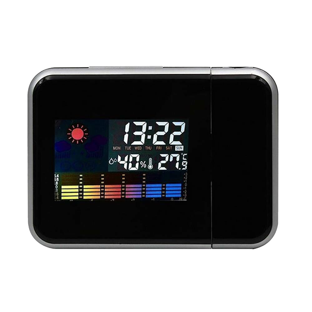 Attention Projection Digital Weather LCD Snooze Alarm Clock Projector Color Display LED Backlight Bell Timer