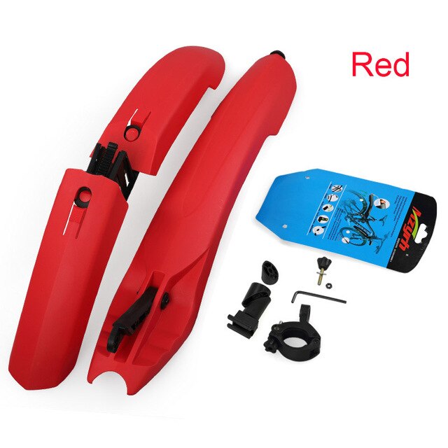 26 Inch Bike Fender Set with LED Taillight Flexible Front Rear Bicycle Mudguard Fenders Cycling Mud Guards Bicycle Wings: Red