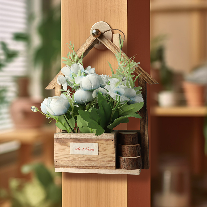 Creatieve Houten Huisvormige Muur Opknoping Decor Bloemenmanden Bloemen Plant Pot Container Woonkamer Home Decoraties Ambachten
