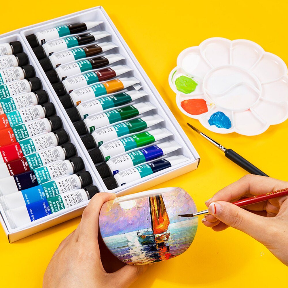 Acrylic Paint Set of 12/18/24 (10ml) Acrylic Paint Set for Artist Painter Drawing Painting Art Pigment Supplies