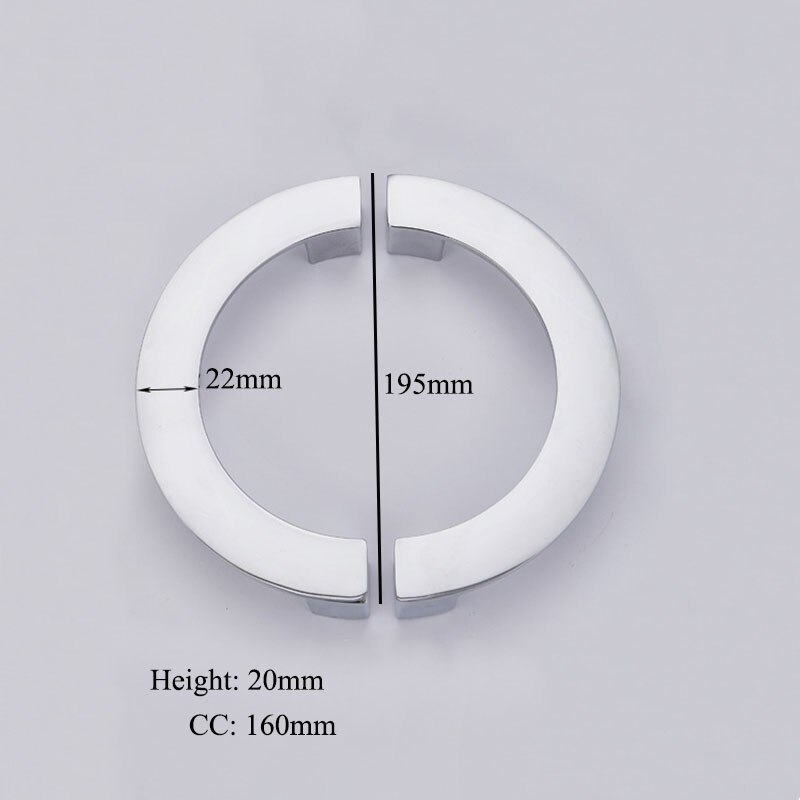 Light Silver Semi-Circle Cabinet Handles Chrome Large Round Wardrobe Knobs Drawer Pull Handle Zinc Alloy Furniture Hardware: 195mm