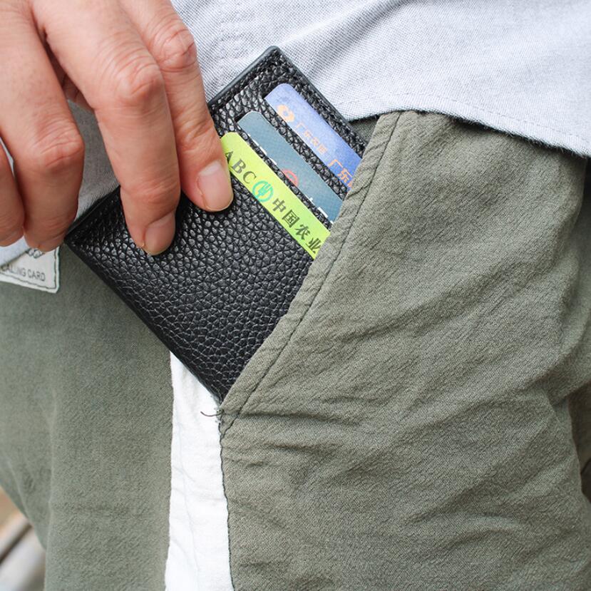 Super slanke bløde kortholdere pu læder mini kreditkort etui business id kort pungholder mænd kvinder tynd lille pung