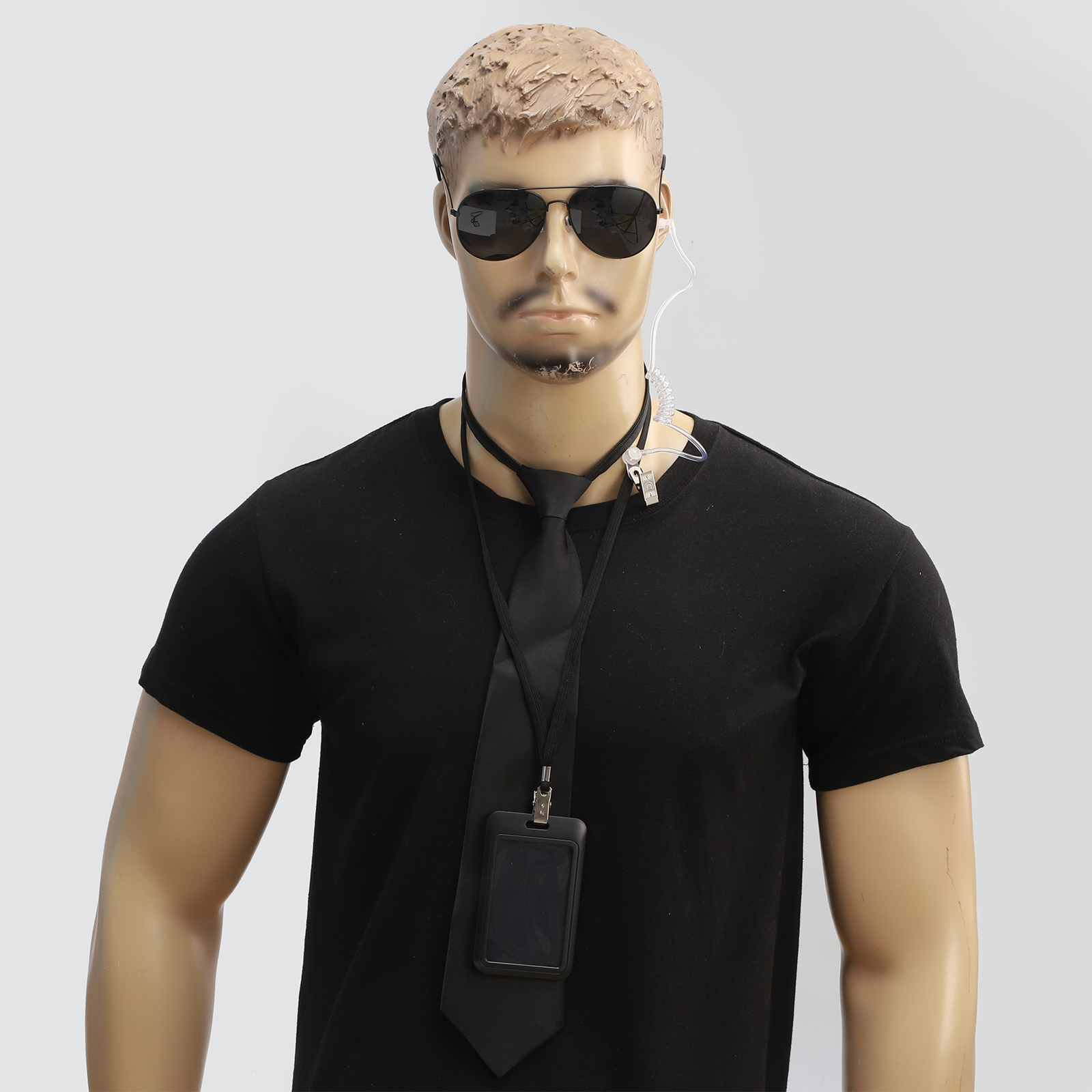 Set di accessori per agenti Cravatta Tappi per le orecchie Occhiali da lavoro di marca Cappello Servizio di sicurezza segreto Costume per adolescenti Adulti Gioco cosplay Festa
