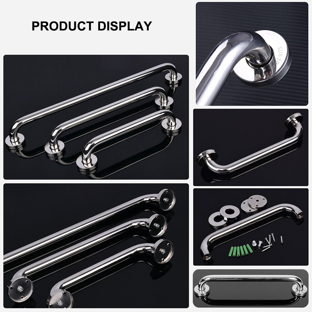 2 stk rustfrit stål 30/40/50cm badeværelses badekar gribehåndtag badeværelse bruser sikkerhedsstøtte håndklæde håndklædeholder