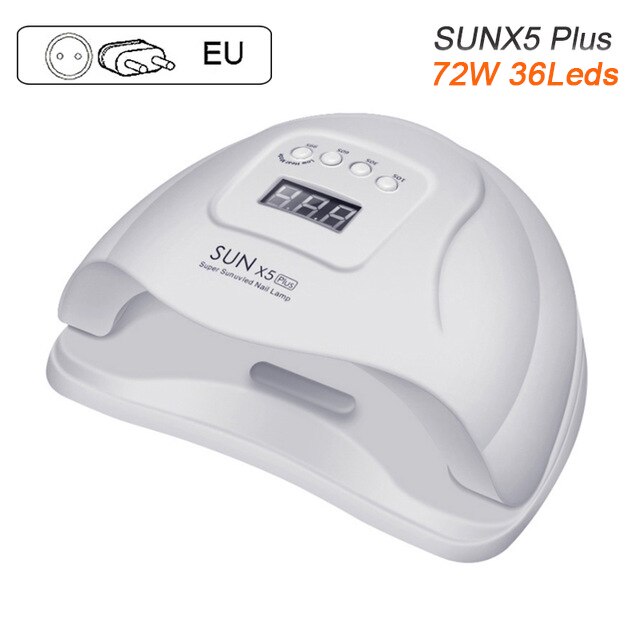 Lámpara de uñas SUN BQ5T 72/90W UV LED para secar secador esmalte de Gel de uñas pantalla LCD lámpara de detección automática de alto polvo para todos los geles: SUNX5 Plus (EU Plug)
