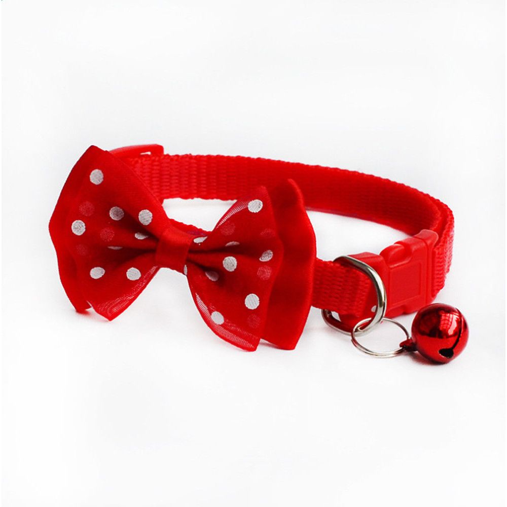 Pajarita ajustable de Color caramelo con cascabel y lazo, cuello de corbata, cachorro, gatito, perro, gato, mascota, 1 ud.: Rojo