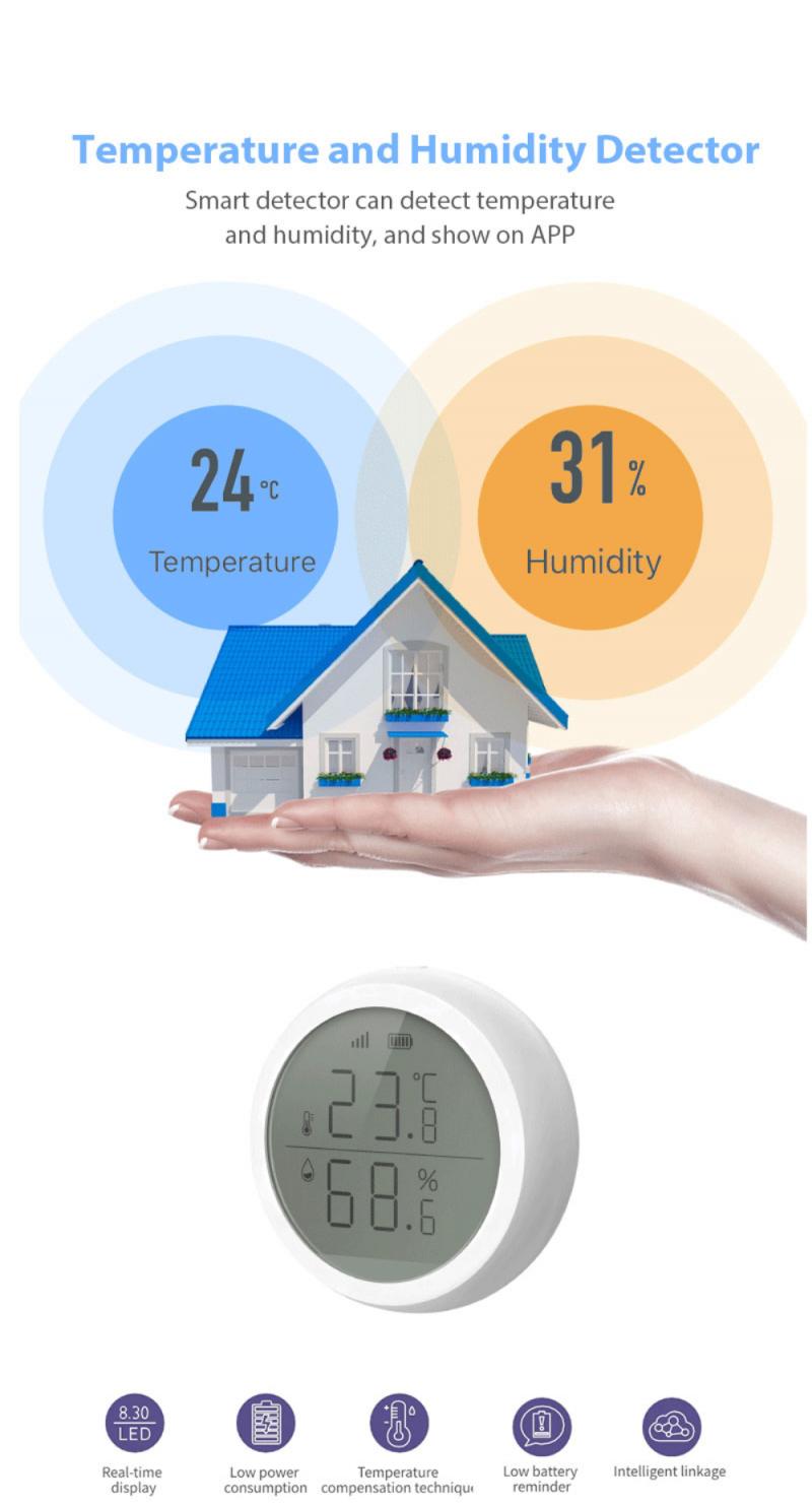 ZigBee Temperature Humidity Sensor With Battery EWelink App Smart Home Building Automation With LCD Screen Display Work With Hub
