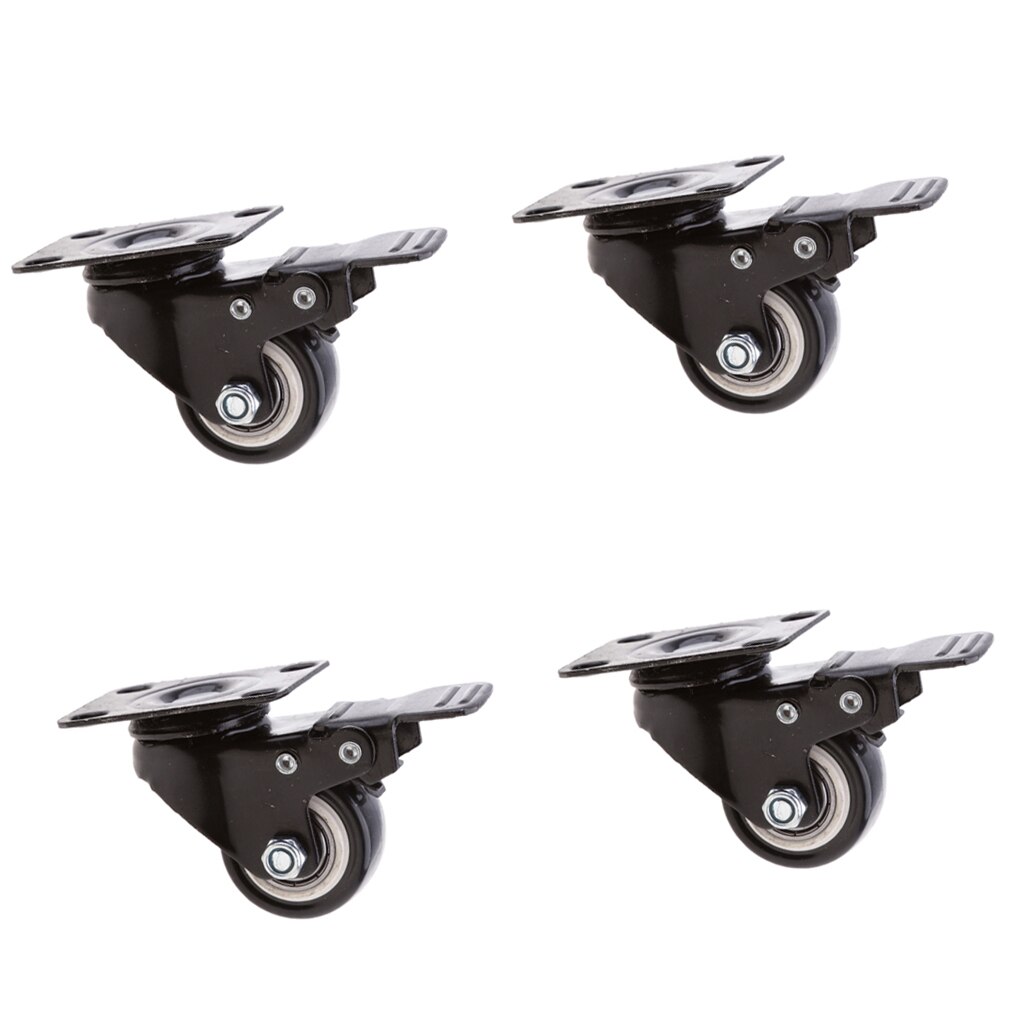 4pieces 1.5 '' Swivel Caster Wheels Wheelbarrow Furniture Caster With Brake Black