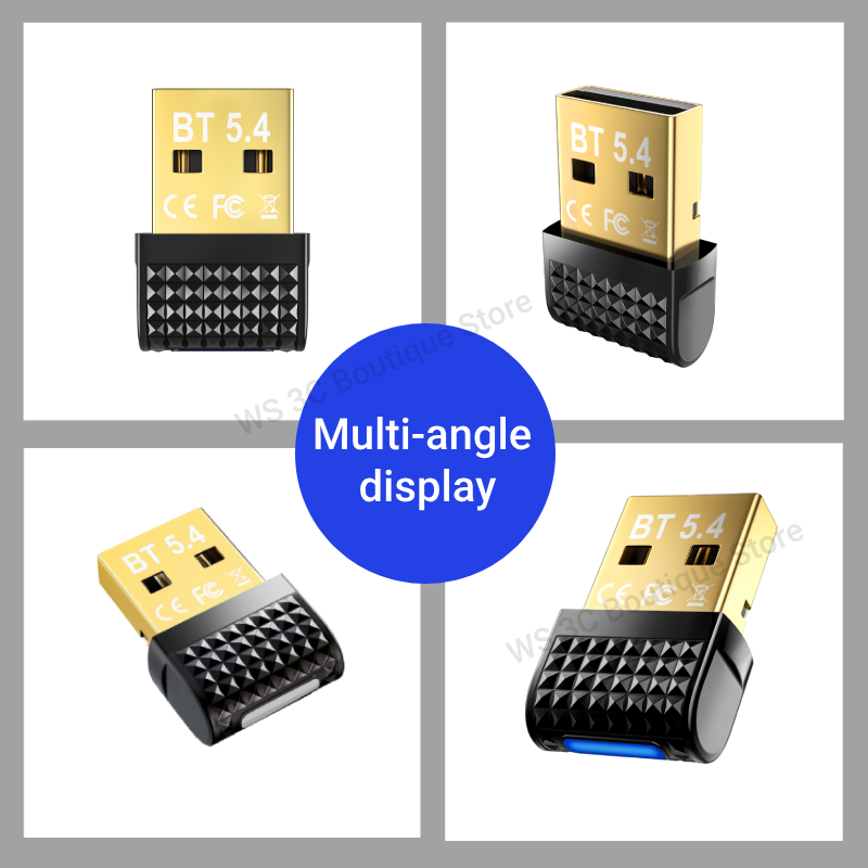Adattatore USB Bluetooth 5.4 Dongle Bluetooth 5.3 Ricevitore e trasmettitore Bluetooth per tastiera/mouse/auricolare/altoparlante Bluetooth