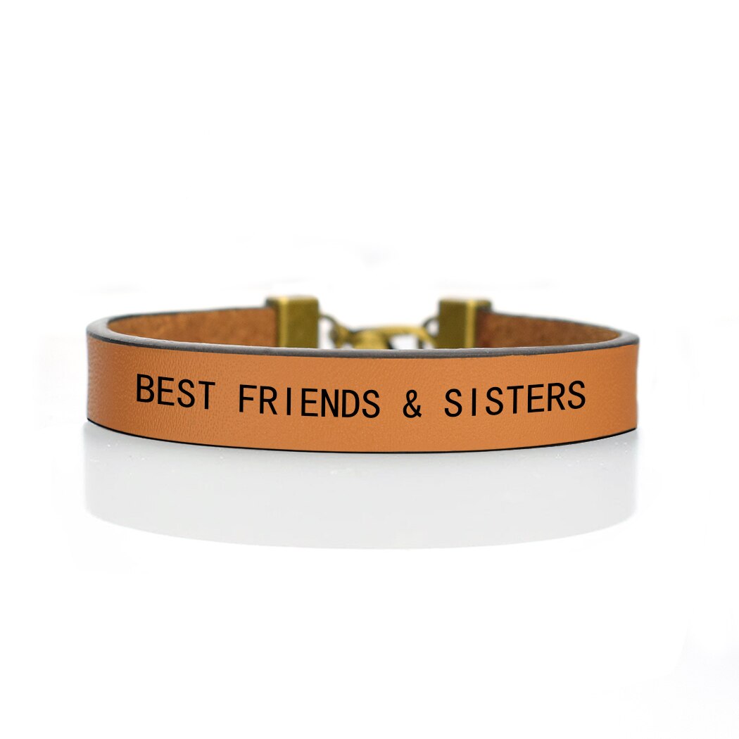 Bedste venner & søstre vintage læder indgraverede armbånd bff fødselsdag idé til hendes venskab til sjæl søster