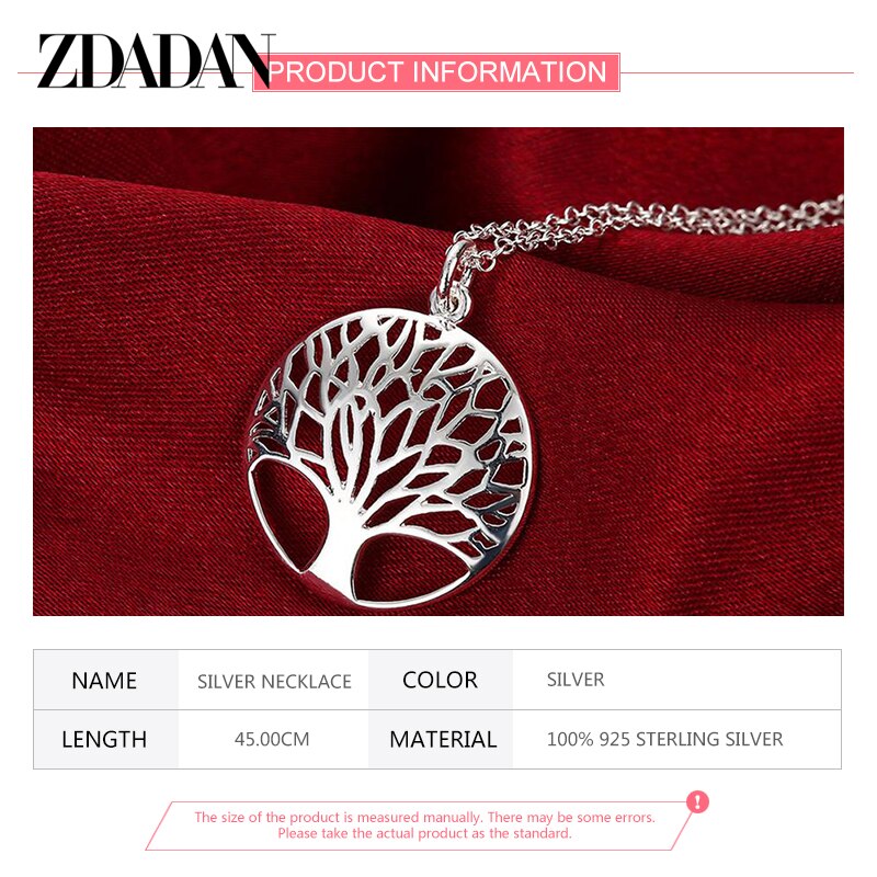 Zdadan 925 Sterling Zilveren Boom Van Het Leven Ketting Voor Vrouwen Mode Bruiloft Sieraden
